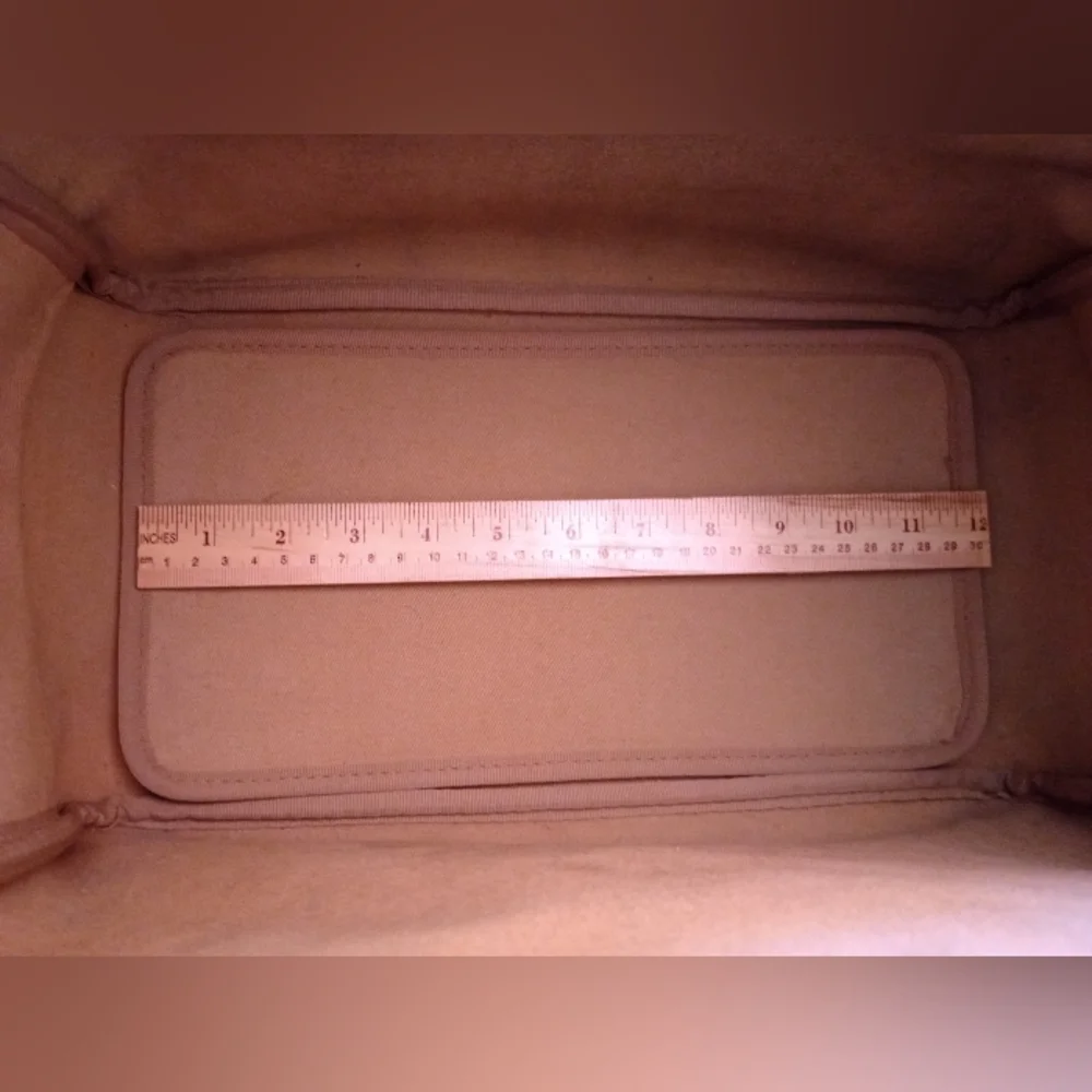 Vintage Green Plaid Tote Bag with Brown Leather Handles Polo Ralph Lauren - Picture 10 of 13